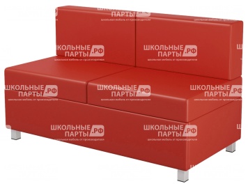 Диван 2-местный модульный на металлокаркасе 1200х610х425/720 мм 790.2-КР (обивка - экокожа красный, м/к квадратная труба)