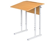 Стол с наклоном столешницы 10° школьный 1-местный 4-6 г/р регулируемый СТОрП1.46 (бук, м/к серый, квадратная труба)