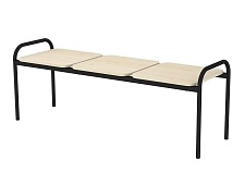 Банкетка 3-местная жесткая 1300х400х400/480 мм 763-Ч.К (клен, м/к черный)