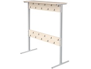Вешалка напольная двухсторонняя на 20 мест ВШЛп2.20-С.Д (дуб "Молочный", м/к серый, квадратная труба)