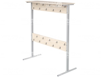 Вешалка напольная двухсторонняя на 20 мест ВШЛп2.20-С.Д (дуб "Молочный", м/к серый, квадратная труба)