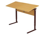 Стол с наклоном столешницы 0-35° школьный 2-местный 5-7 г/р регулируемый УСТОну2.57 (бук, м/к коричневый, прямоугольная труба)