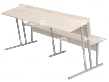 Парта-пюпитр для аудиторий 3-местная со скамьей 6 г/р ПРА3-С.Д (дуб "Молочный", м/к серый, квадратная труба)