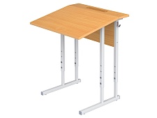 Стол с наклоном столешницы 10° школьный 1-местный 2-4 г/р регулируемый СТОрП1.24 (бук, м/к серый, квадратная труба)