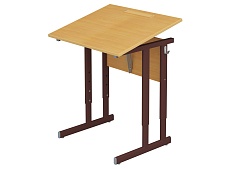 Стол с наклоном столешницы 0-35° школьный 1-местный 4-6 г/р регулируемый СТОрон1.46-КЧ.Б (бук, м/к коричневый, плоскоовальная труба)