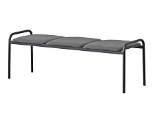 Банкетка 3-местная мягкая 1300х400х400/480 мм 763М-Ч.С (обивка - серый, м/к черный)