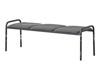 Банкетка 3-местная мягкая 1300х400х400/480 мм 763М-Ч.С (обивка - серый, м/к черный)