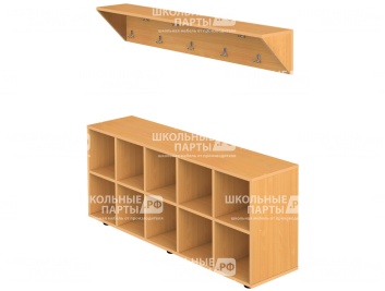 Вешалка напольная пристенная с тумбой для обуви на 10 мест ВШЛт1.10-Б (Бук Бавария)