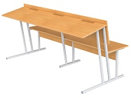 Парта-пюпитр для аудиторий 3-местная со скамьей 6 г/р ПРА3-С.Б (бук "Бавария", м/к серый, квадратная труба)