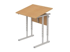 Стол с наклоном столешницы 0-35° школьный 1-местный 4-6 г/р регулируемый СТОн1.46 (бук, м/к серый, квадратная труба)