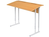 Стол с наклоном столешницы 10° школьный 2-местный 5-7 г/р регулируемый СТОрП2.57 (бук, м/к серый, квадратная труба)