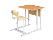 Парта школьная 1-местная 2-4 г/р с наклоном столешницы 0-35° регулируемая со стулом ПРТнст1.24 (бук и фанера, м/к серый, квадратная труба)