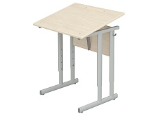 Стол с наклоном столешницы 0-35° школьный 1-местный 4-6 г/р регулируемый СТОрон1.46-С.Д (дуб "Молочный", м/к серый, плоскоовальная труба)