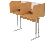 Стол 2-местный лингафонный 2-4 г/р регулируемый школьный СТИр2.24 (бук, м/к серый, квадратная труба)
