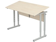 Стол с наклоном столешницы 0-35° школьный 2-местный 4-6 г/р регулируемый СТОрон2.46-С.Д (дуб "Молочный", м/к серый, плоскоовальная труба)