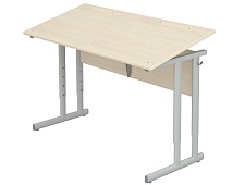 Стол с наклоном столешницы 0-35° школьный 2-местный 4-6 г/р регулируемый СТОрон2.46-С.Д (дуб "Молочный", м/к серый, плоскоовальная труба)