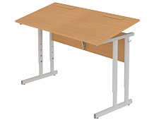 Стол с наклоном столешницы 0-35° школьный 2-местный 5-7 г/р регулируемый СТОрон2.57 (бук, м/к серый, плоскоовальная труба)