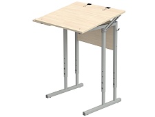 Стол для черчения и рисования школьный 4-6 г/р регулируемый СТЧр1.46-С.Д (дуб "Молочный", м/к серый, квадратная труба)
