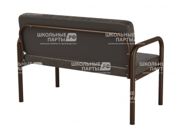 Диван 2-местный 1200х610х430/775 мм 880.2-З (обивка - винилискожа зеленый, м/к черный, круглая труба)
