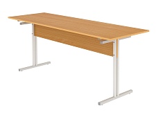 Стол для школьной столовой обеденный 6-местный для скамеек 5 г/р СТЛс6.5 (бук, м/к серый, квадратная труба)