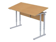 Стол с наклоном столешницы 0-35° школьный 2-местный 5-7 г/р регулируемый СТОн2.57 (бук, м/к серый, квадратная труба)