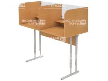 Стол 2-местный лингафонный 4-6 г/р регулируемый школьный СТИр2.46 (бук, м/к серый, квадратная труба)