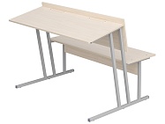 Парта-пюпитр для аудиторий 2-местная со скамьей 6 г/р ПРА2-С.Д (дуб "Молочный", м/к серый, квадратная труба)