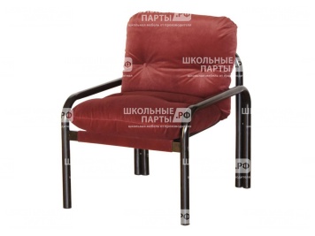 Диван-кресло со съемными подушками 620х750х460/800 мм 792.1-КР (обивка - флок красный, м/к черный, круглая труба)