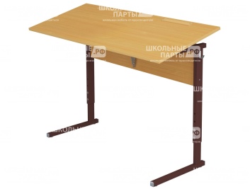 Стол с наклоном столешницы 0-35° школьный 2-местный 3-5 г/р регулируемый СТОну2.35 (бук, м/к коричневый, прямоугольная труба)