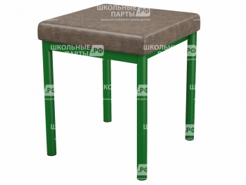 Банкетка 1-местная мягкая 380х380х420 мм 261-З.К (обивка - экокожа коричневый, м/к зеленый)