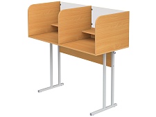 Стол 2-местный лингафонный 4 г/р нерегулируемый школьный СТИ2.4 (бук, м/к серый, квадратная труба)