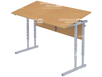 Стол с наклоном столешницы 0-35° школьный 2-местный 4-6 г/р регулируемый СТОн2.46-С.Б (бук, м/к серый, квадратная труба)