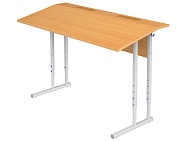 Стол с наклоном столешницы 10° школьный 2-местный 3-5 г/р регулируемый СТОрП2.35 (бук, м/к серый, квадратная труба)