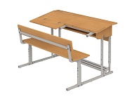 Парта "Эрисмана" 2-местная 2-4 г/р со скамьей ПРТэскП2.24 (бук, м/к серый, квадратная труба)