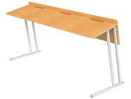 Стол аудиторный трехместный 6 г/р СТА3-С.Б (бук "Бавария", м/к серый, квадратная труба)