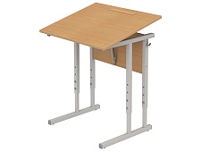 Стол с наклоном столешницы 0-35° школьный 1-местный 3-5 г/р регулируемый СТОн1.35 (бук, м/к серый, квадратная труба)