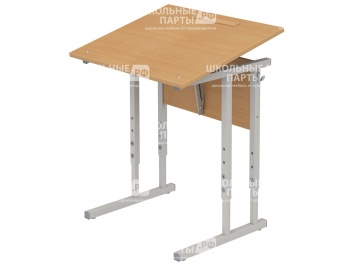 Стол с наклоном столешницы 0-35° школьный 1-местный 3-5 г/р регулируемый СТОн1.35 (бук, м/к серый, квадратная труба)