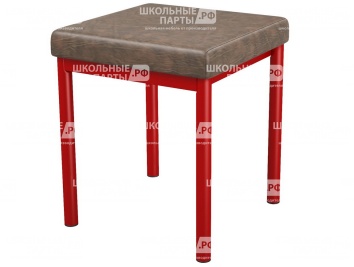 Банкетка 1-местная мягкая 380х380х420 мм 261-К.КЧ (обивка - экокожа коричневый, м/к красный)