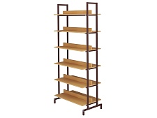 Стеллаж библиотечный двухсторонний СБД1-КЧ.Б (бук "Бавария", м/к коричневый, квадратная труба)