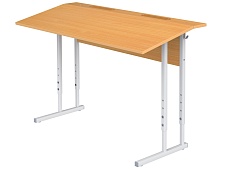 Стол с наклоном столешницы 10° школьный 2-местный 4-6 г/р регулируемый СТОрП2.46-С.Б (бук, м/к серый, квадратная труба)