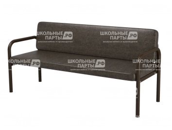 Диван 3-местный 1600х610х430/775 мм 880.3-З (обивка - винилискожа зеленый, м/к черный, круглая труба)