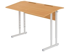 Стол с наклоном столешницы 10° школьный 2-местный 3-5 г/р регулируемый СТОроП2.35 (бук, м/к серый, плоскоовальная труба)