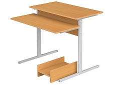 Стол для кабинета информатики компьютерный 1-местный школьный СТКм1-С.Б (бук, м/к серый, квадратная труба)