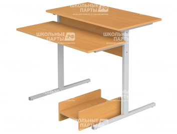 Стол для кабинета информатики компьютерный 1-местный школьный СТКм1-С.Б (бук, м/к серый, квадратная труба)