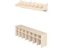 Вешалка напольная пристенная с тумбой для обуви и полкой на 7 мест ВШЛт1.7-Д (Дуб Молочный)