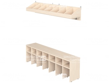 Вешалка напольная пристенная с тумбой для обуви и полкой на 7 мест ВШЛт1.7-Д (Дуб Молочный)