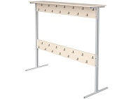 Вешалка напольная двухсторонняя на 28 мест ВШЛп2.28-С.Д (дуб "Молочный", м/к серый, квадратная труба)