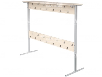 Вешалка напольная двухсторонняя на 28 мест ВШЛп2.28-С.Д (дуб "Молочный", м/к серый, квадратная труба)