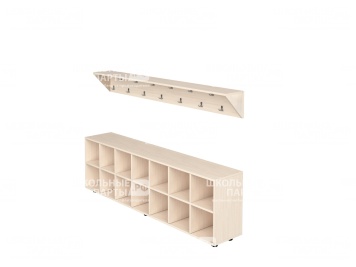 Вешалка напольная пристенная с тумбой для обуви на 14 мест ВШЛт1.14-Д (Дуб Молочный)