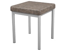 Банкетка 1-местная мягкая 380х380х420 мм 261-С.КЧ (обивка - экокожа коричневый, м/к серый)